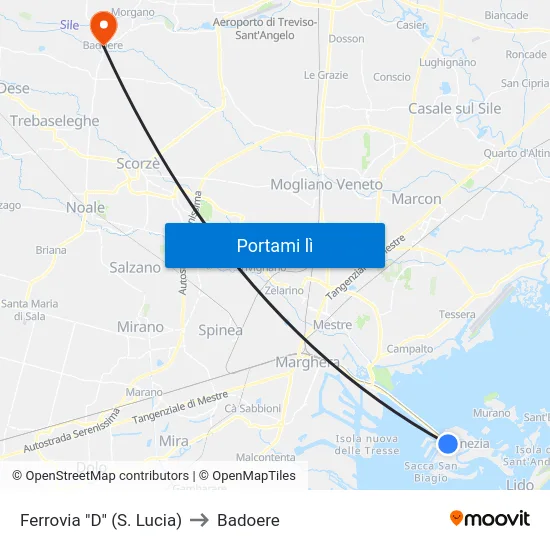 Ferrovia "D" (S. Lucia) to Badoere map