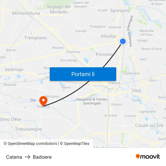 Catena to Badoere map