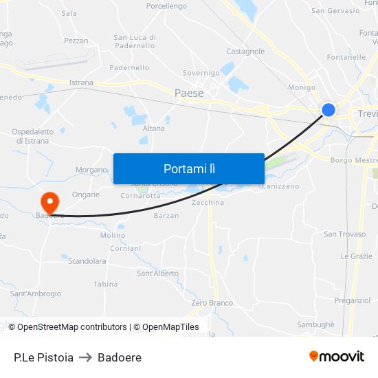 P.Le Pistoia to Badoere map