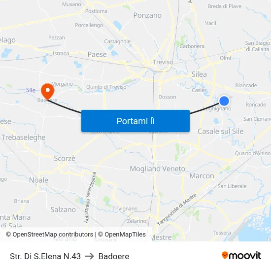 Str. Di S.Elena N.43 to Badoere map