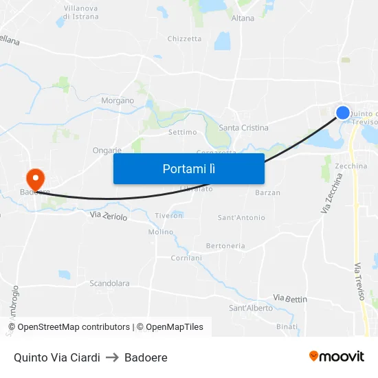 Quinto Via Ciardi to Badoere map