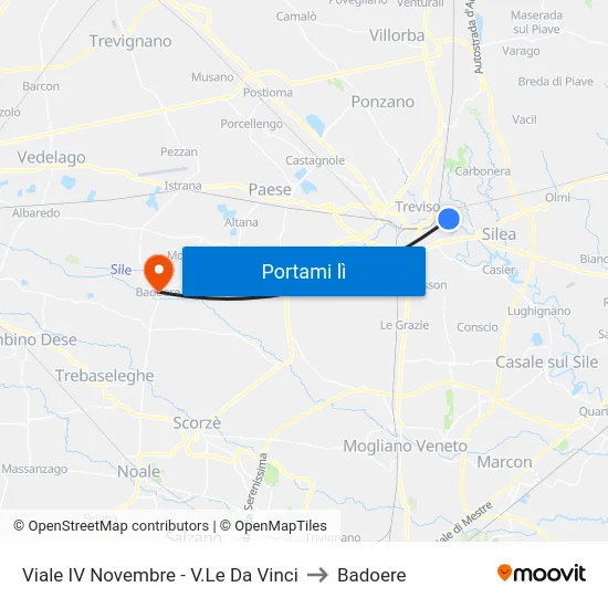 Viale IV Novembre - V.Le Da Vinci to Badoere map