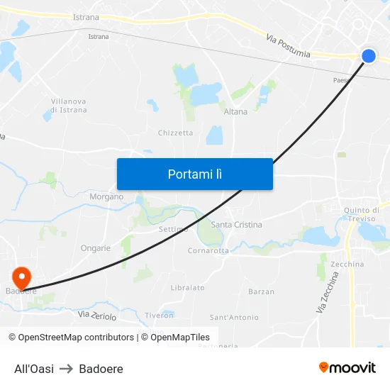 All'Oasi to Badoere map