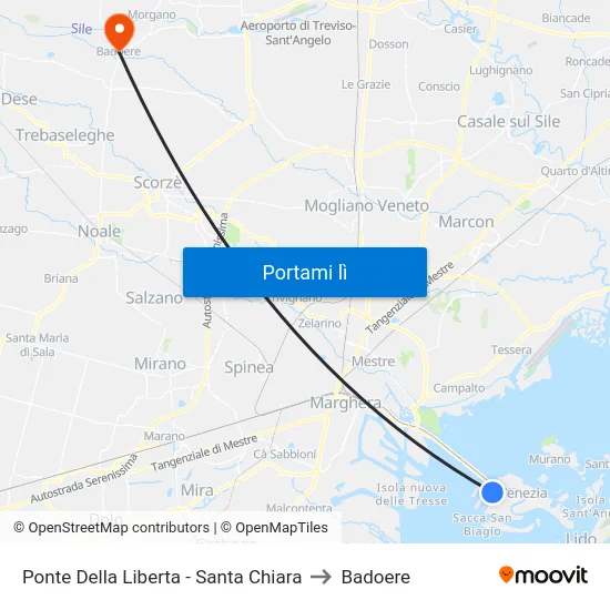Ponte Della Liberta - Santa Chiara to Badoere map