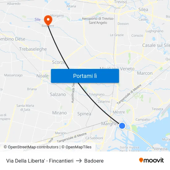 Via Della Liberta' - Fincantieri to Badoere map