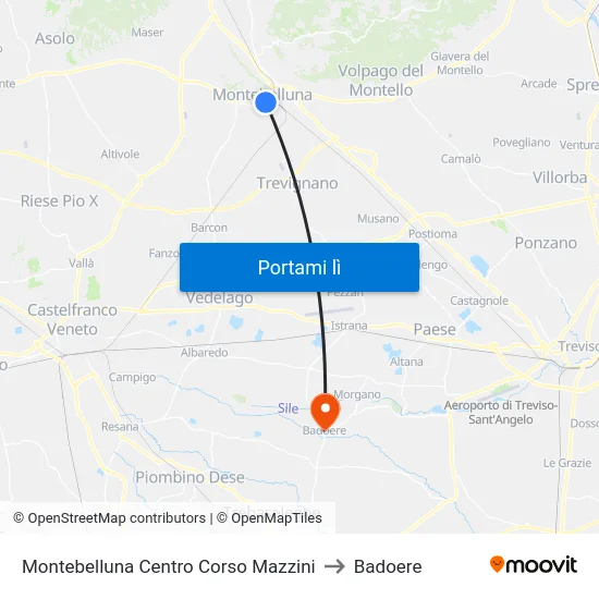 Montebelluna  Centro Corso Mazzini to Badoere map