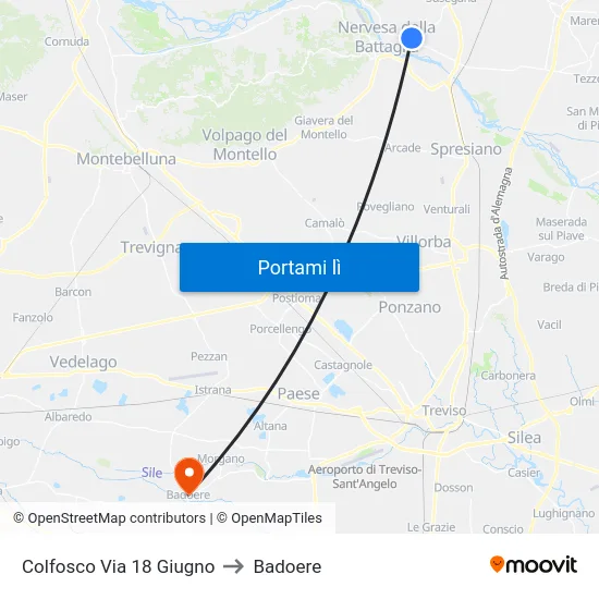 Colfosco Via 18 Giugno to Badoere map