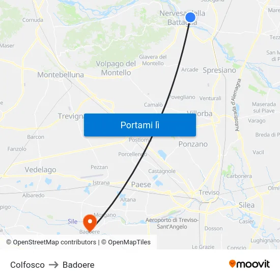 Colfosco to Badoere map