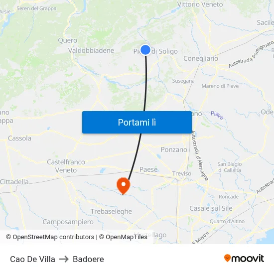 Cao De Villa to Badoere map