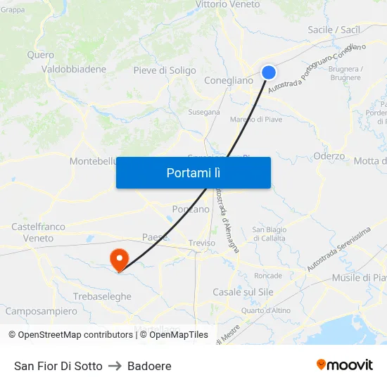 San Fior Di Sotto to Badoere map
