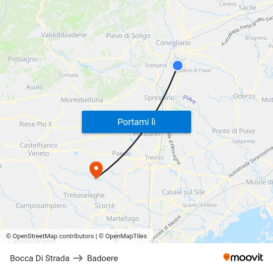 Bocca Di Strada to Badoere map