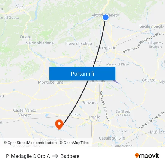 P. Medaglie D'Oro A to Badoere map