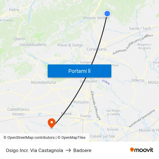 Osigo Incr. Via Castagnola to Badoere map