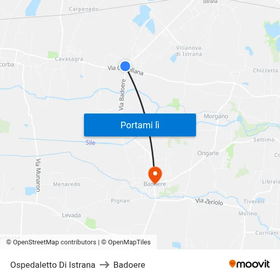 Ospedaletto Di Istrana to Badoere map