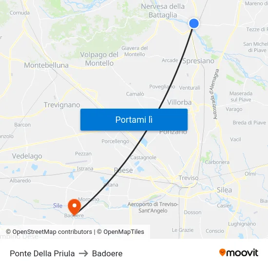 Ponte Della Priula to Badoere map