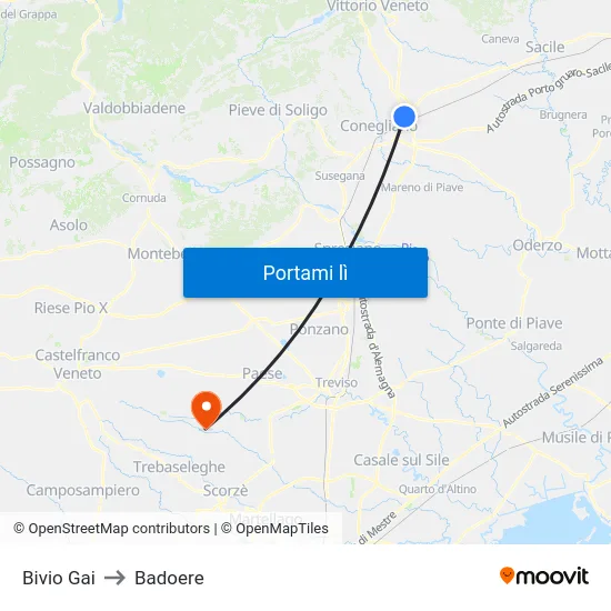 Bivio Gai to Badoere map