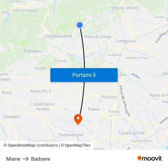 Miane to Badoere map