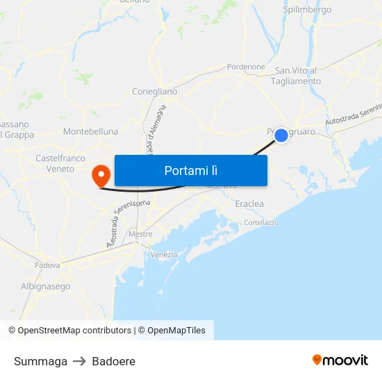 Summaga to Badoere map