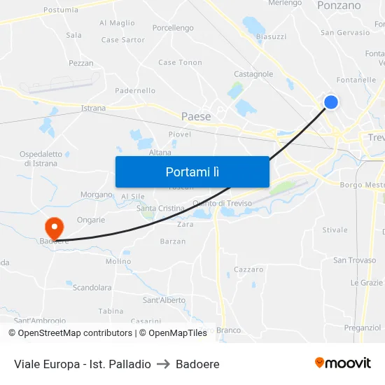 Viale Europa - Ist. Palladio to Badoere map