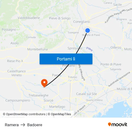 Ramera to Badoere map