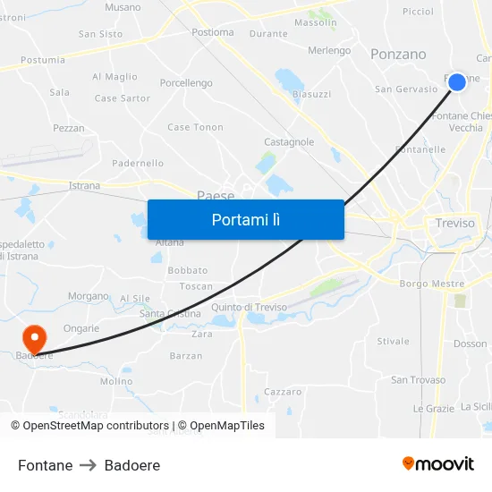 Fontane to Badoere map