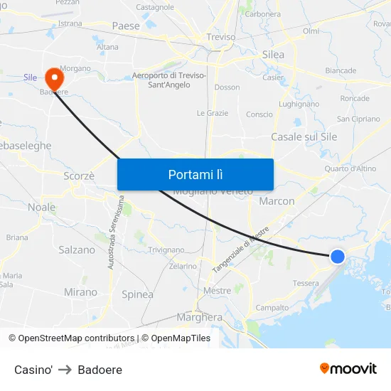 Casino' to Badoere map