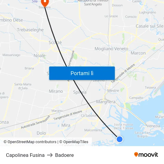 Capolinea Fusina to Badoere map