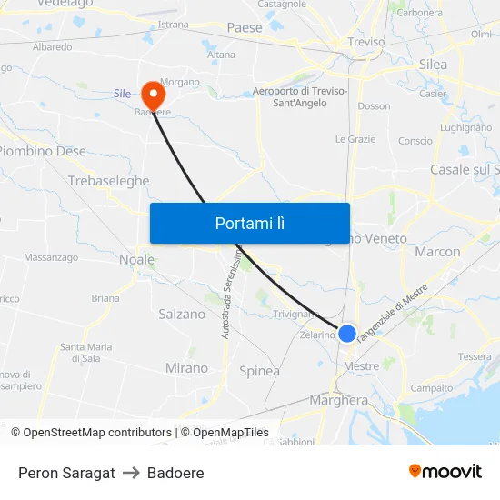 Peron Saragat to Badoere map