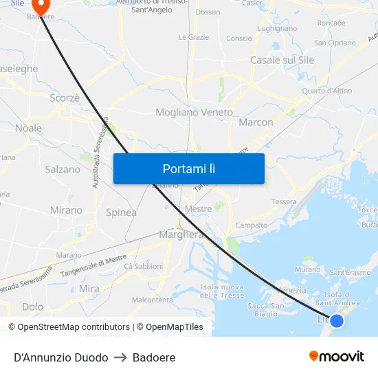D'Annunzio Duodo to Badoere map