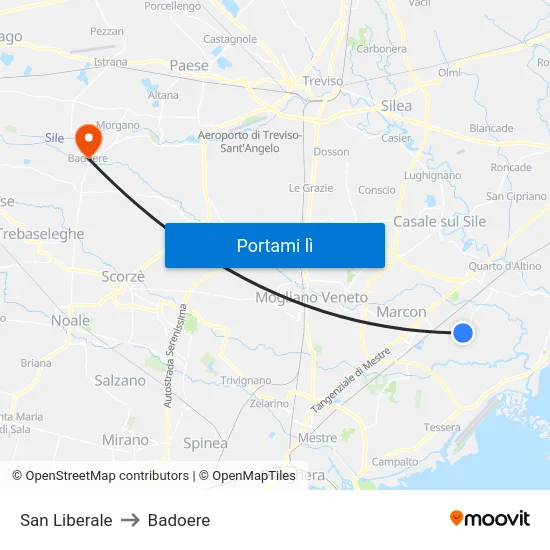 San Liberale to Badoere map