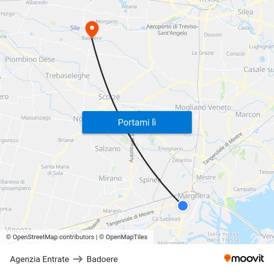 Agenzia  Entrate to Badoere map