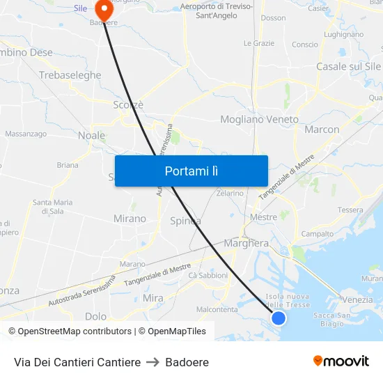Via Dei Cantieri Cantiere to Badoere map