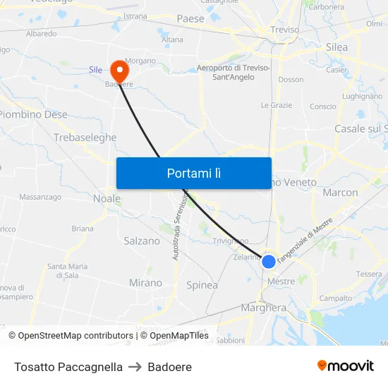 Tosatto Paccagnella to Badoere map