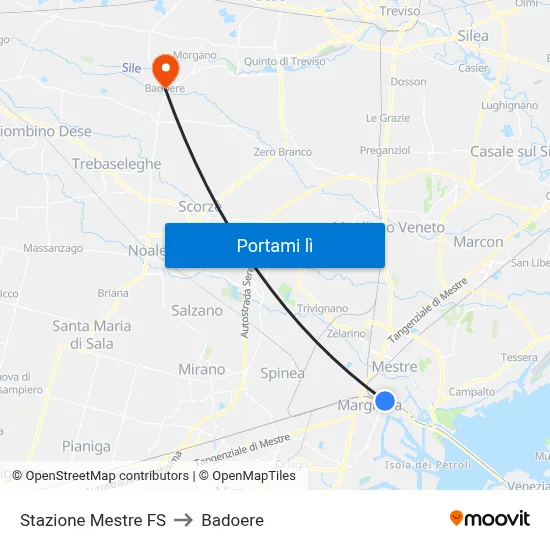 Stazione Mestre FS to Badoere map