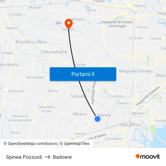 Spinea Pozzuoli to Badoere map