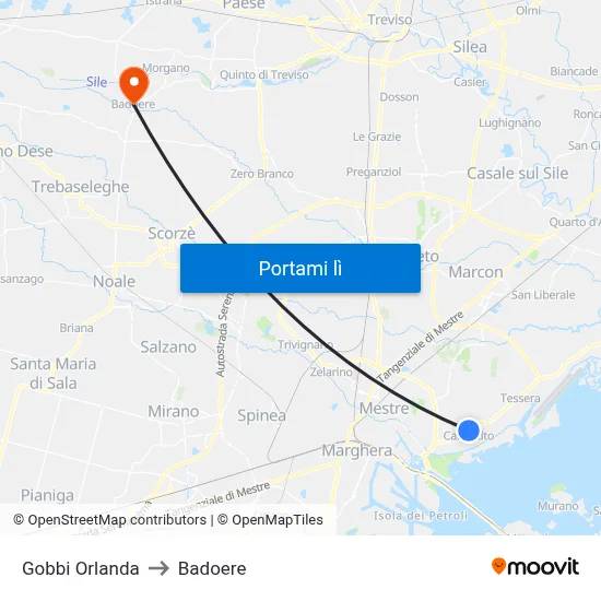 Gobbi Orlanda to Badoere map