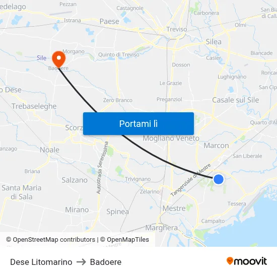Dese Litomarino to Badoere map