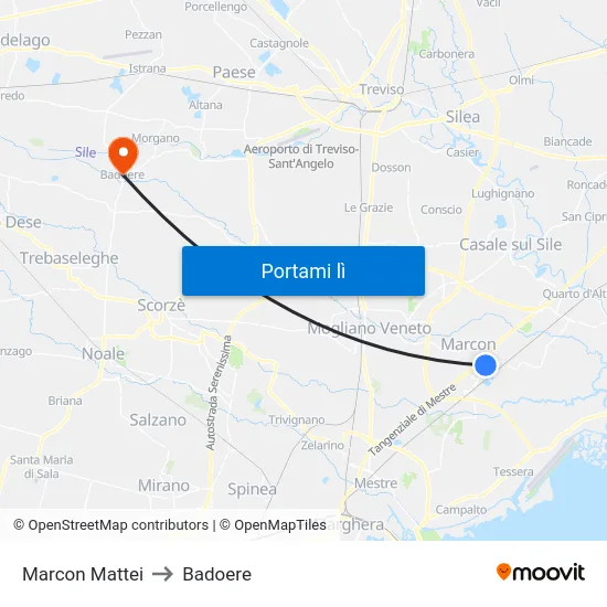 Marcon Mattei to Badoere map