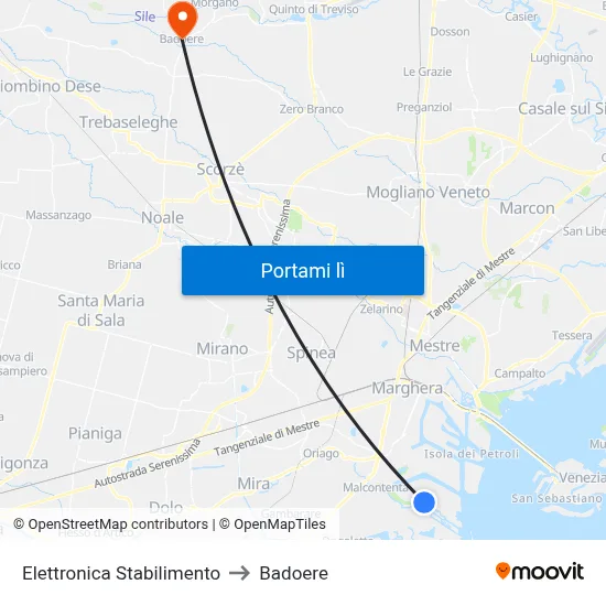 Elettronica  Stabilimento to Badoere map