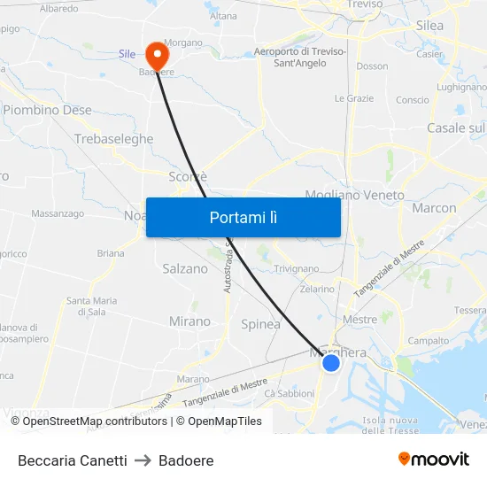 Beccaria Canetti to Badoere map