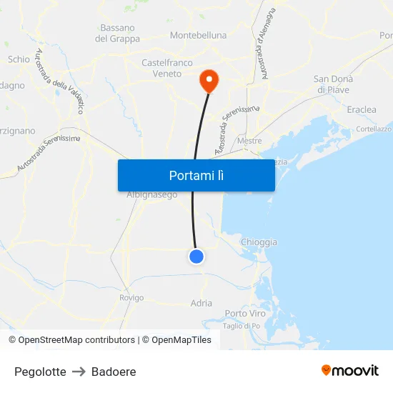 Pegolotte to Badoere map