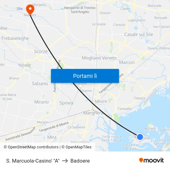 S. Marcuola-Casino' "A" to Badoere map