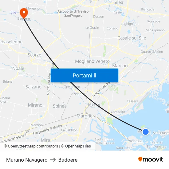 Murano Navagero to Badoere map