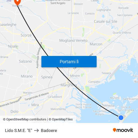 Lido S.M.E. "E" to Badoere map