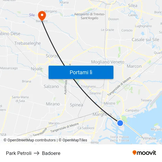 Park Petroli to Badoere map