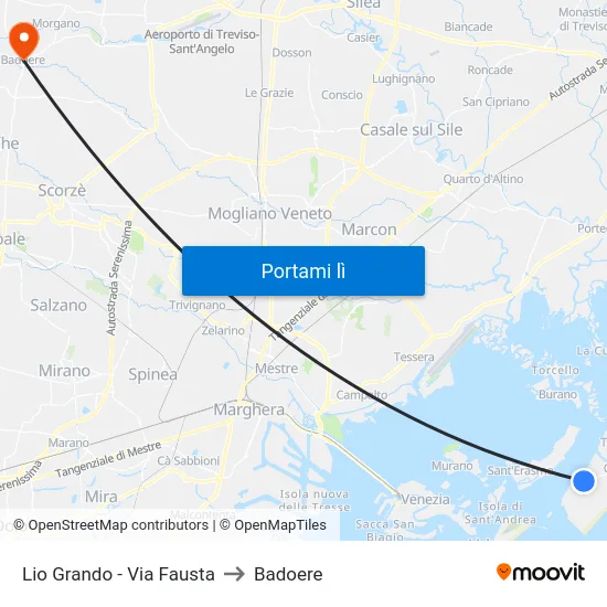 Lio Grando - Via Fausta to Badoere map