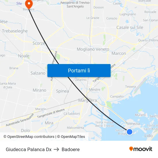 Giudecca Palanca Dx to Badoere map