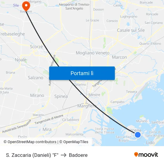 S. Zaccaria (Danieli) "F" to Badoere map