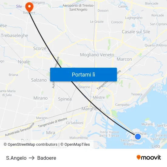 S.Angelo to Badoere map