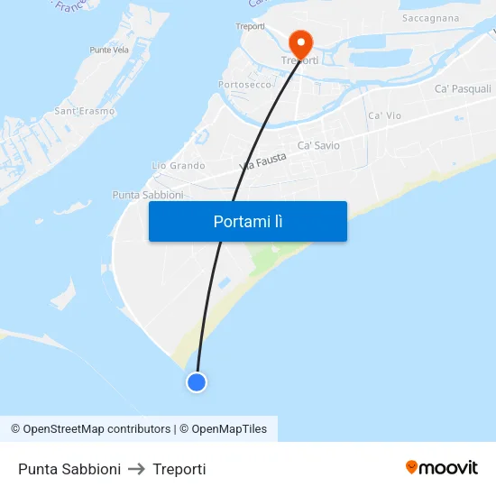 Punta Sabbioni to Treporti map